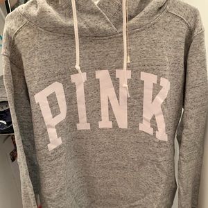PINK heather gray hoodie